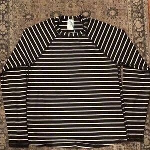 NWT Kona Sol UPF 50 Black and White Striped Women's Swim Top, Medium(8-10).